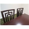 Image 2 : Wooden Table 59"x33"x29"H w/ 3 Chairs: 2 Slatted Back 20"x19"x43"H & Upholstered Armchair 20"x18"x43