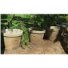 Image 1 : Qty 11 Cement Planting Pots w/ Hibiscus Design 19" Dia, 17"H