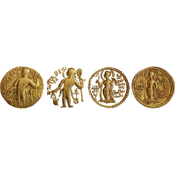 Kacha type Gold Dinar Coin of Samudragupta of Gupta Dynasty with Chakradhvaja.