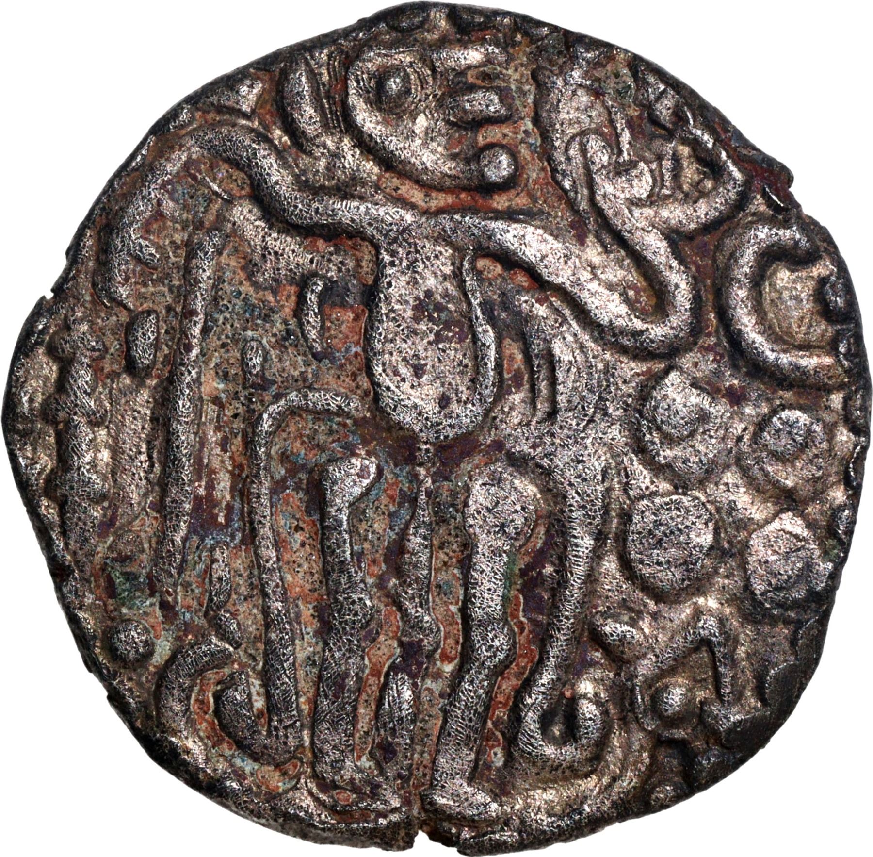 Kahavanu Raja Raja Silver Kahavanu Coin of Raja Raja I of Cholas with legend Sri Raja Raja.