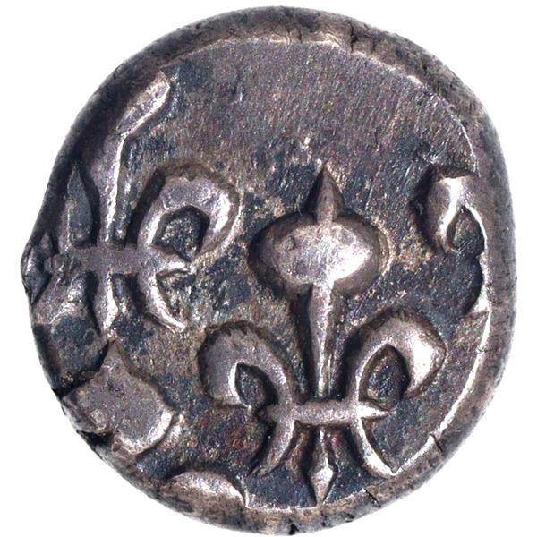 India-French Pondichery Mint Silver Fanon Large ornamented crown Coin.