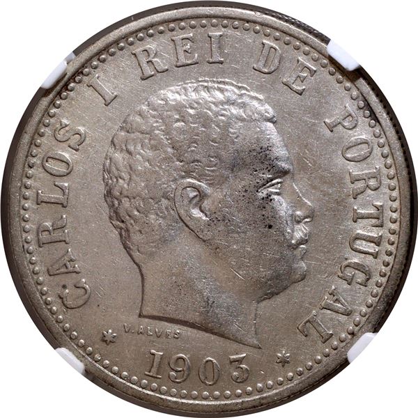 Silver Uma Rupia Coin of 1903 AD Portuguese Administration of Carlos I.