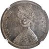 Image 3 : Rare NGC MS 62 Graded Silver One Rupee Coin of 1862 of Bombay Mint of Victoria Queen.