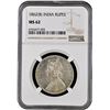 Image 4 : Rare NGC MS 62 Graded Silver One Rupee Coin of 1862 of Bombay Mint of Victoria Queen.