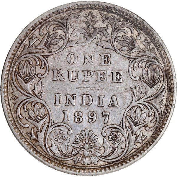 Very Rare Silver One Rupee Coin of Victoria Empress of Bombay Mint of 1897.