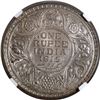 Image 1 : Rare Date NGC MS 62 Graded Silver One Rupee Coin of King George V of Bombay Mint of 1915.