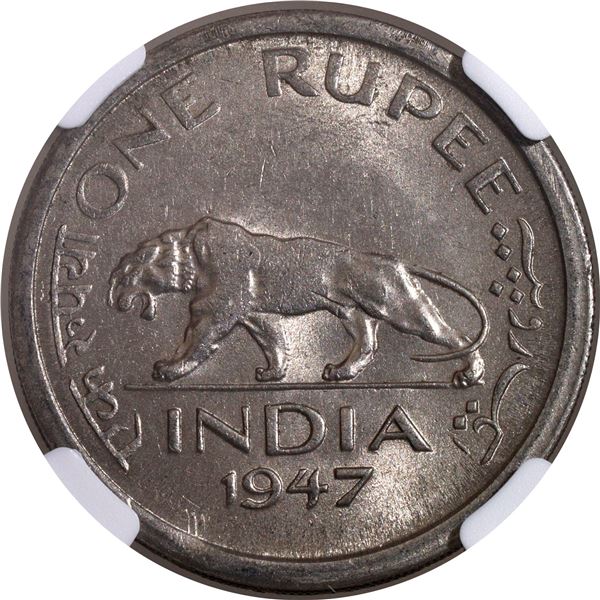 Scarce MS 62 NGC Graded Nickel One Rupee Coin of King George VI of Bombay Mint of 1947.