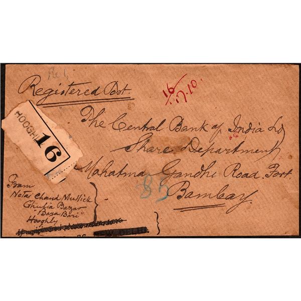 Rare Registered and Combination Cover of 1949 Edward VII, George V, George VI and Independent India 