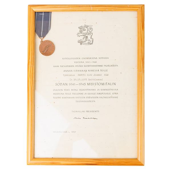 World War II Medal, Finland
