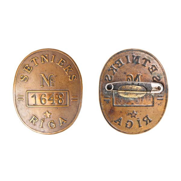 Badge, Janitor of Riga, NÂº1648 , Latvia