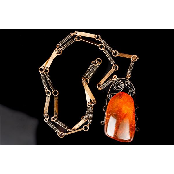 Pendant with Large Baltic Amber. N. I.