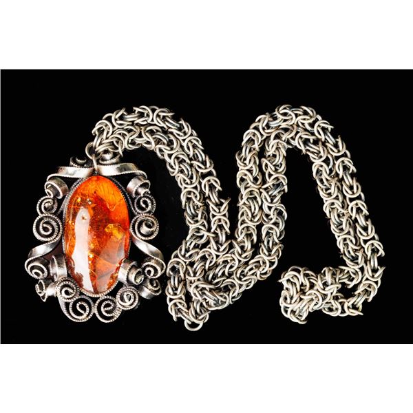 Pendant with Large Baltic Amber.