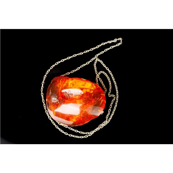 Brooch-Pendant with Large Baltic Amber.