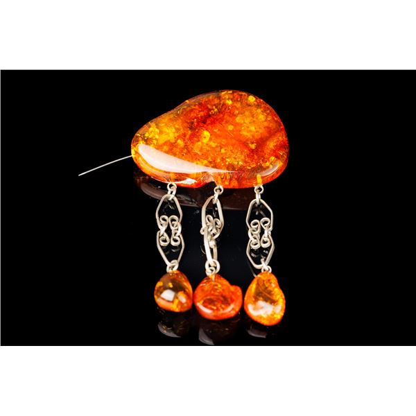Vintage Baltic Amber Brooch.