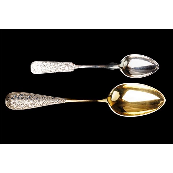 Two Antique Russian Silver Spoons.