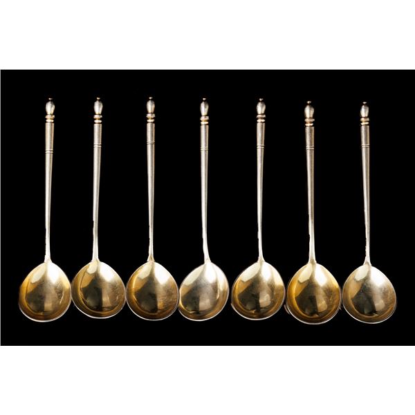 Antique Russian Set of 8 Silver Spoons.