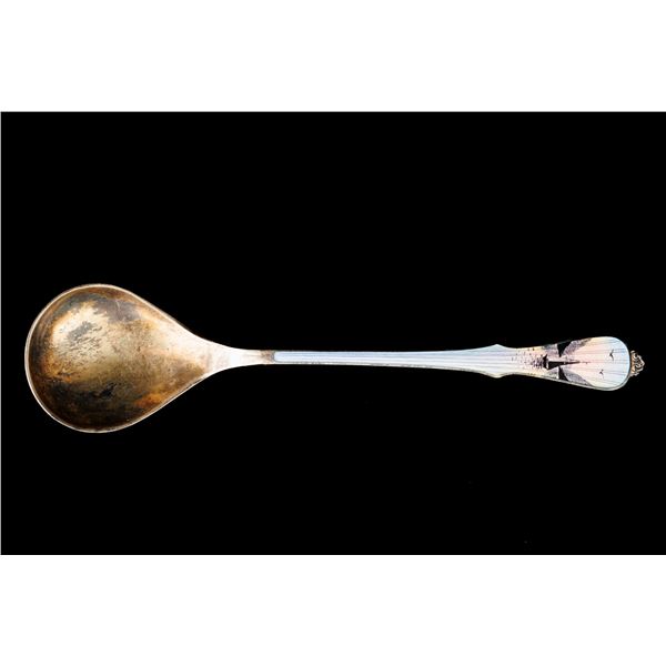 Tea Spoon with Landscape Enamel.