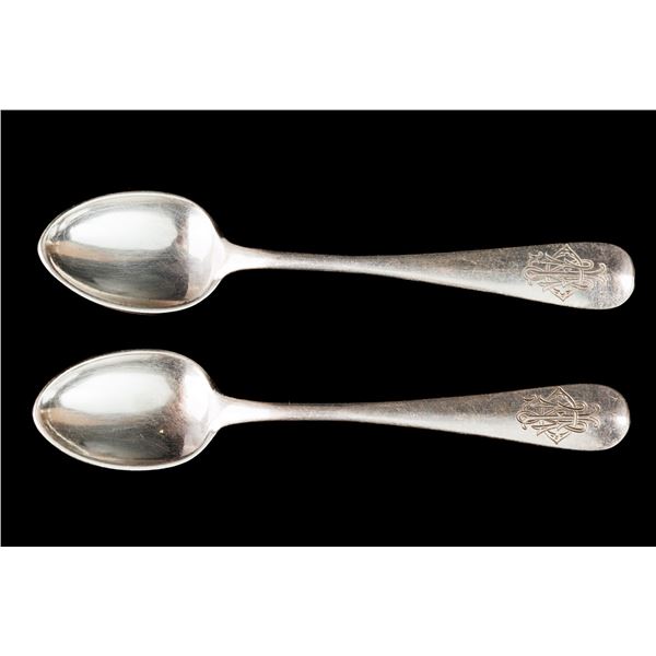 Antique Russian Two Silver Tea Spoons.