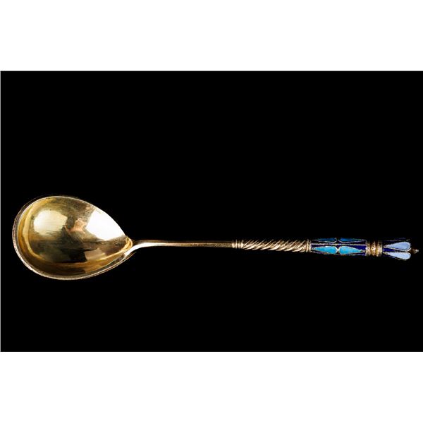 Antique Russian Silver Spoon with Enamel.