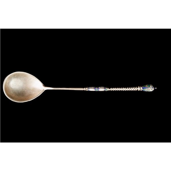 Antique Russian Silver Spoon with Enamel.