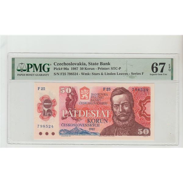 Czechoslovakia, 50 Korun, 1987 year, PMG 67