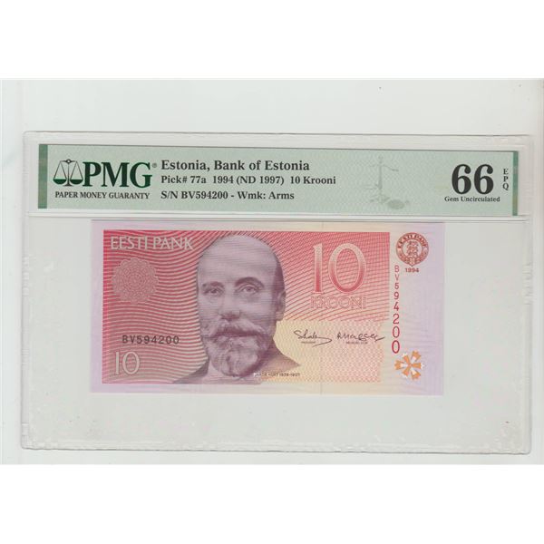 Estonia, 10 Krooni, 1994 year, PMG 66
