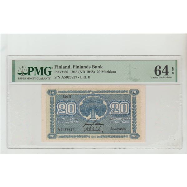 Finland, 20 Markkaa, 1945 year, PMG 64