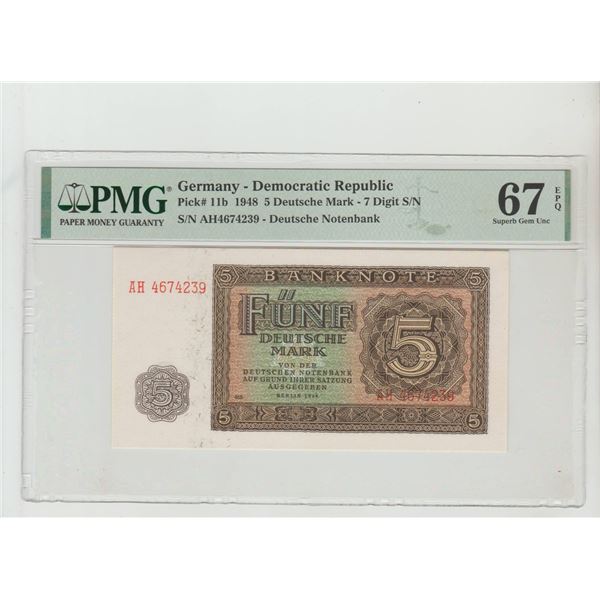 Germany, 5 Deutsche Mark, 1948 year, PMG 67