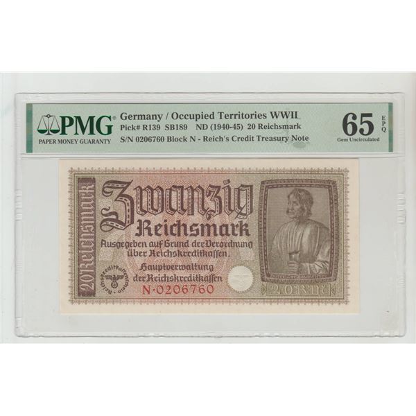 Germany, 20 Reichsmark, 1940 year, PMG 65