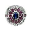 Image 1 : Natural Blue Kyanite & Rhodolite Garnet Ring