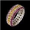 Image 1 : Natural Brazil Citrine & Rhodolite Garnet Eternity Ring