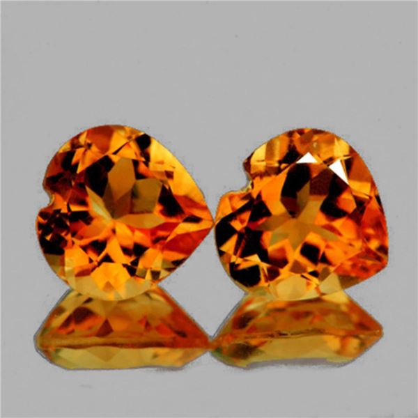 Natural Madeira Orange Citrine Heart Pair {Flawless-VVS1}