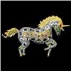 Image 1 : Natural Aquamarine Chrome Diopside Unicorn Brooch