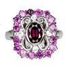 Image 1 : Natural Rhodolite Garnet & White Topaz Ring