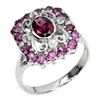 Image 2 : Natural Rhodolite Garnet & White Topaz Ring