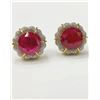 Image 1 : Natural Burma Ruby 10.97 Cts Gold & Diamond Earrings