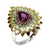 Image 1 : Natural Unheated Rhodolite Garnet & Peridot  Ring