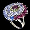 Image 2 : Natural Rhodolite Garnet & Tanzanite Ring