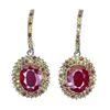 Image 2 : Natural Pigeon Blood Red Ruby & Sapphire Earrings