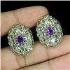 Image 2 : Natural Amethyst  Peridot Rhodolite Earrings