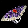Image 3 : Natural Orange Opal Amethyst Sapphire Ring