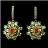 Image 2 : Natural Orange Opal Sapphire & Peridot Earrings