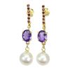 Image 2 : Natural Pearl Amethyst & Garnet Earrings