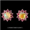 Image 1 : Natural Ethopian White Opal & Ruby Earrings