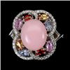 Image 2 : Natural Ethiopian Pink Opal Sapphire White Topaz Ring