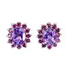 Image 1 : Natural Amethyst & Rhodolite Garnet Earrings