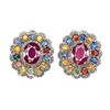 Image 1 : Natural Pigeon Blood Red Ruby & Sapphire Earrings