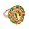 Image 2 : Natural Brazil Pear Citrine  & Green Topaz Ring