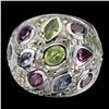 Image 1 : Natural Peridot Rhodolite Sapphire Tanzanite Ring