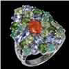 Image 2 : Natural Orange Opal Tanzanite & Multi Gems Ring